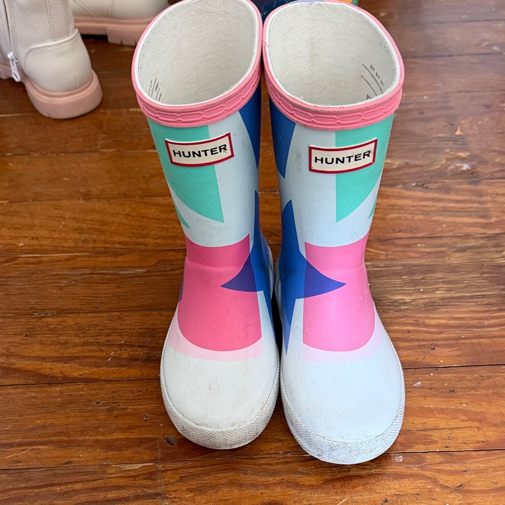 Hunter Kids Colorblock Rain Boots in Pink, Blue & Mint